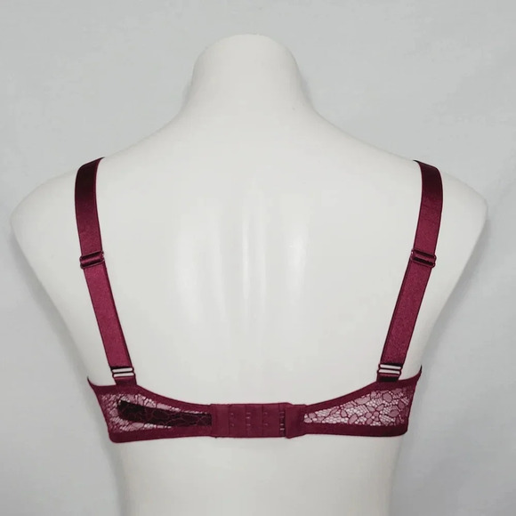 32C Victoria's Secret Semi Sheer Lace Balconette‎ Underwire Bra  Burgundy - Picture 3 of 7
